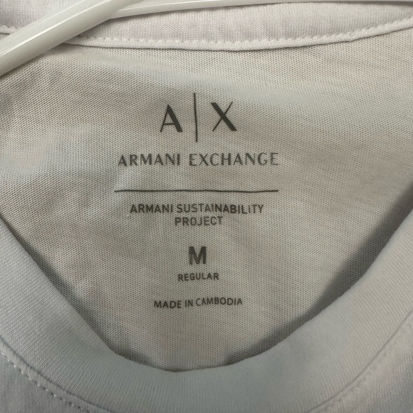 NWOT White A/X Armani Exchange Silver Logo T-Shirt Medium - Picture 4 of 4